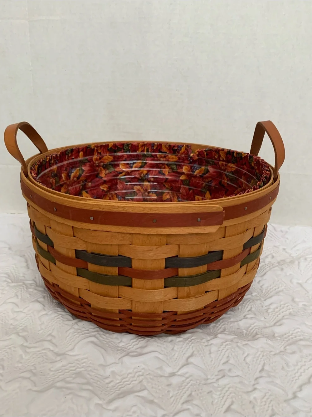 Longaberger 1995 Shades of Autumn Basket Plenty Liner Protector Display NEW READ